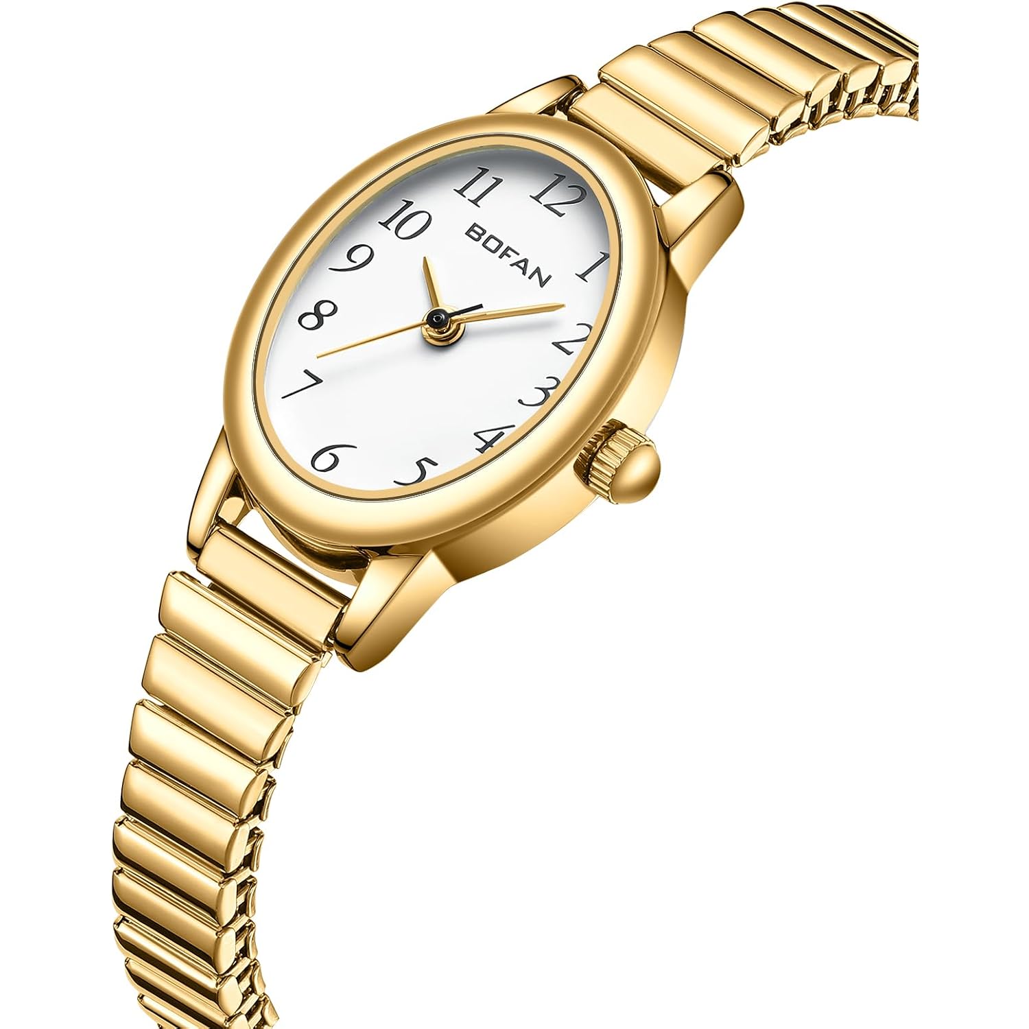 Bofan Small Gold Watches For Women Easy Read Ladies Quartz Wrist Watch With Stainless Steel Expansion Band,Waterproof.