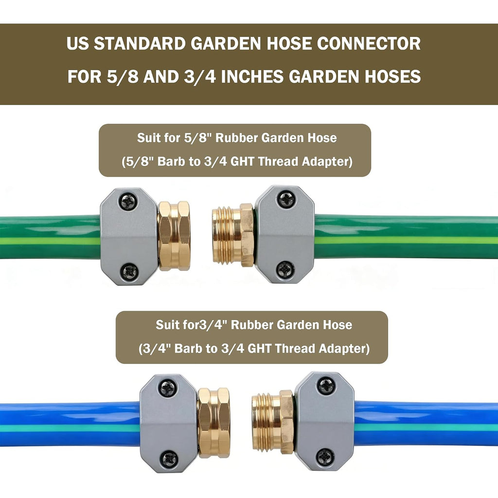 Liulo Tool Garden Hose Repair Kit, 3 Sets Aluminum Alloy Garden Hose End Mender Kit, Male And Female Garden Water Hose Repair Connector Fittings, Fit 5/8" And 3/4" Garden Hose Connector