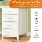 50 Inch White Computer Desk With 8 Drawers, Home Office Desk With Power Outlets, Work Study Gaming Desk With 8 Fabric Drawers, White
