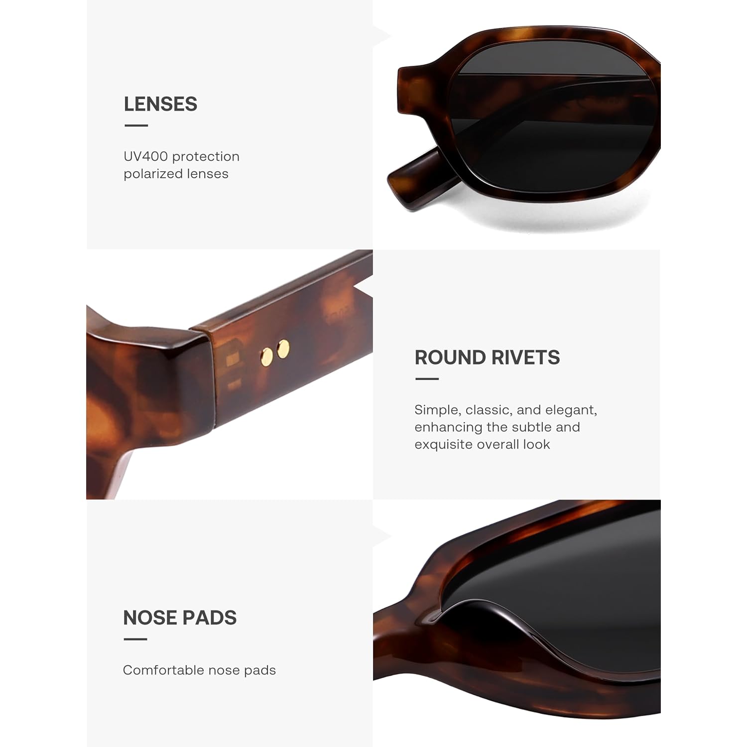 SOJOS Retro Polarized Hexagon Sunglasses for Women Men, UV400 Trendy Rectangle 70s 80s 90s Shades SJ2389 Demi