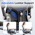 Marrap Ergonomic Office Chair, Mesh Desk Chair With 3D Armrests, Adjustable Lumbar Support And Headrest, 90-120° Rocking Function, Black