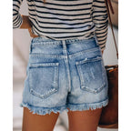 Jean Shorts for Women High Waisted Distressed Denim Shorts Stretchy Ripped Summer Hot Short