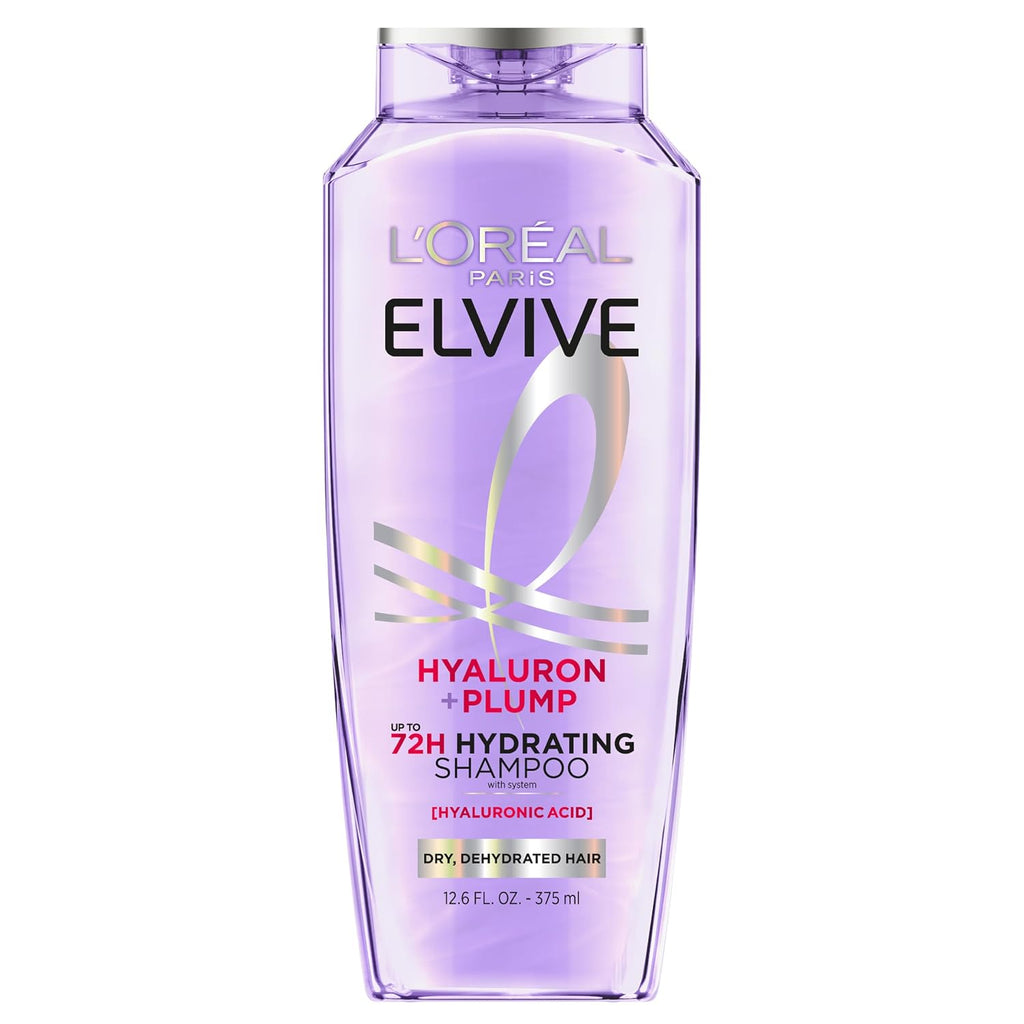 L'Oreal Paris Elvive Hyaluron Plump Hydrating Shampoo For Dehydrated, Dry Hair Infused With Hyaluronic Acid Care Complex, Paraben-Free, 12.6 Fl Oz