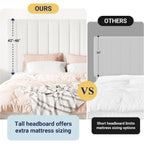 Allewie Queen Size Storage Bed Frame, Vertical Channel Tufted Adjustable Headboard, Velvet Upholstered Platform Bed With 4 Oversized Underbed Drawers, Wooden Slats Support, No Box Spring Needed, White