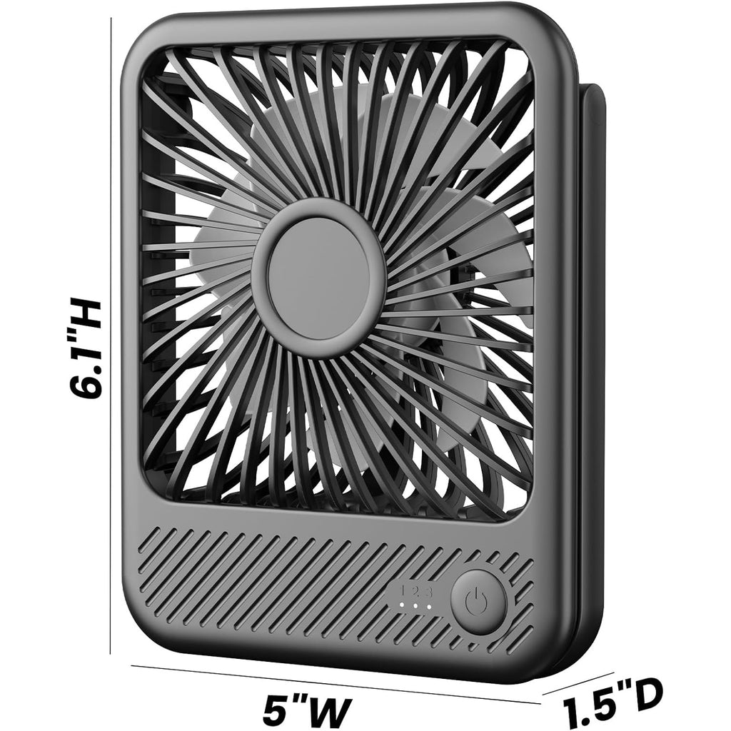 Koonie Usb Desk Fan, Strong Wind Ultra Quiet Small Mini Fan | 180° Tilt Folding & 3 Speeds Adjustable, Usb-C Corded Powered Personal Fan For Office Desktop Bedroom, Black, No Battery