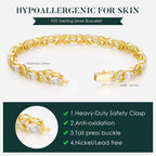 Iefil Mothers Day Gifts - 14K Gold Plated 925 Sterling Silver Tennis Bracelets for Women Unique X O Design Birthday Mothers Day Gifts for Wife Mom Daughter