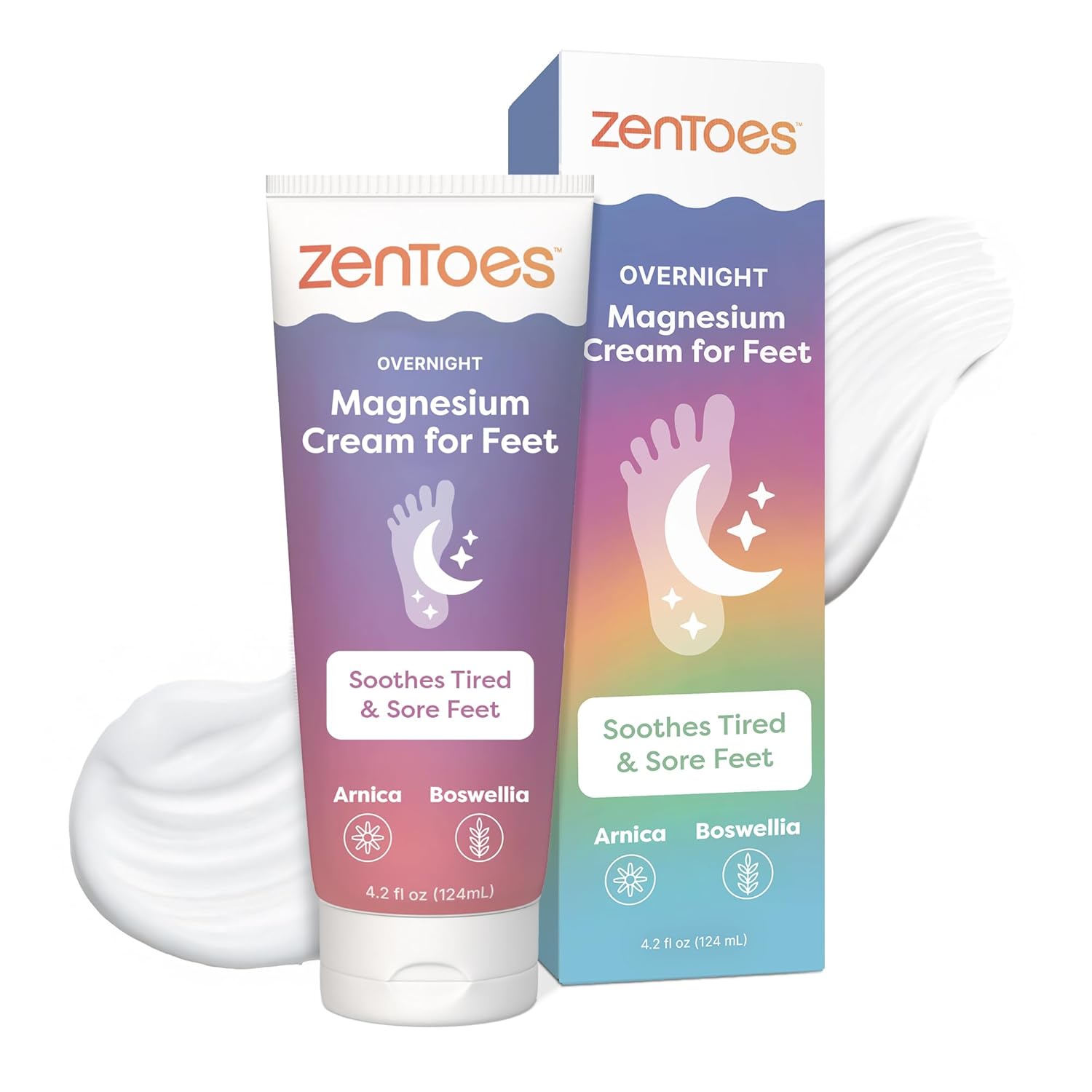 ZenToes Magnesium Cream with Arnica | Relaxation Support & Moisturizing Foot Cream for Legs & Calves | Magnesium Lotion for Feet & Sleep Support | Relaxing Nighttime Foot Balm | 4.2oz