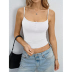 EasyGala Womens Cotton Camisole Crop Tops Square Neck Henley Tank Tops Fitted Y2K Going Out Cami Shirt Summer Fashion