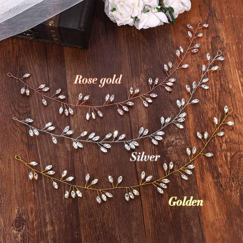 Jakawin Wedding Hair Vine Gold Bridal Hair Accessories Crystal Hair Piece