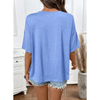 Dokotoo Womens Tops Cute Lace Summer Short Sleeve 2026 Oversized Casual T Shirts Lace Pockets