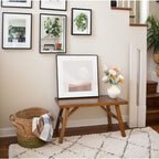 Swallowliving Handcrafted Solid Wood Bench, 30" - Farmhouse-Style Entryway Seating For Living & Dining Room, Rustic Design, Natural Finish