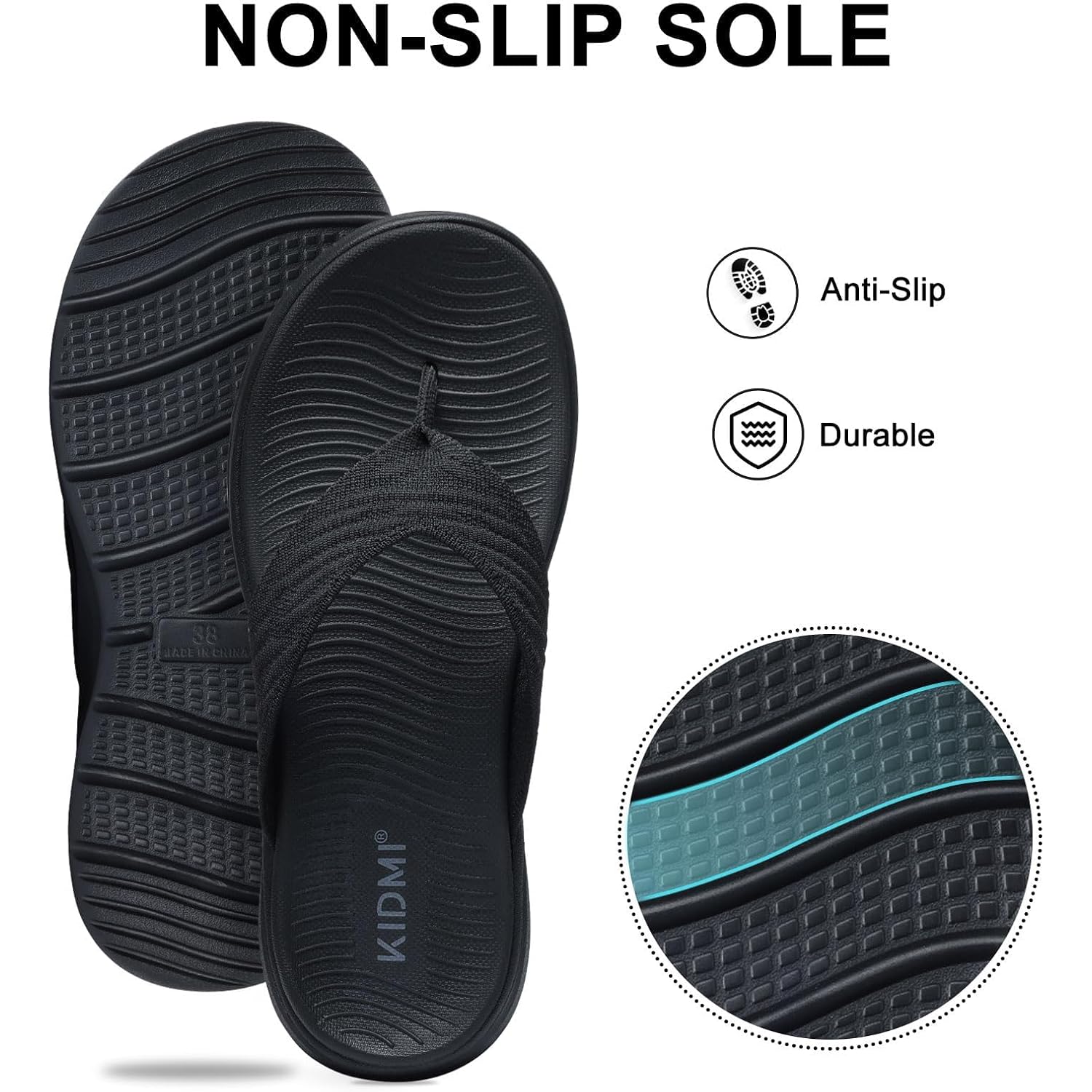 Kidmi Women'S Arch Support Flip Flops With Soft Cushion Comfortable Summer Beach Slip On Walking Thong Sandals