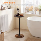 Hoobro Small Round Side Table, Drink Table, Coffee Martini Table With Pedestal Accent For Small Spaces In Living Room, Bedroom, Sofa Couch, Rustic Brown Bf168Bz01