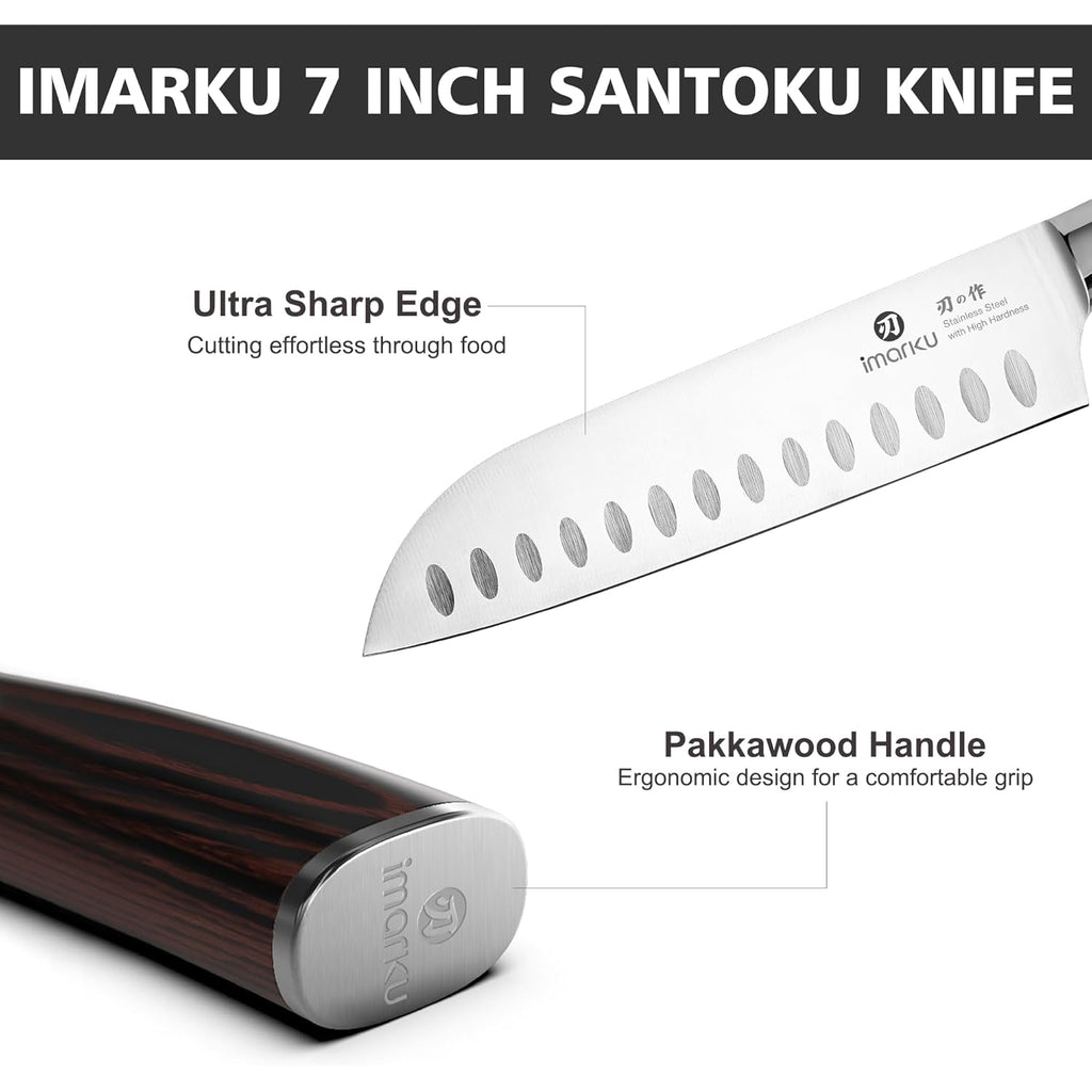 imarku Chef Knife 7 Inch Kitchen Knife Ultra Sharp Santoku Knife - High Carbon Japanese Chefs Knife, Kitchen Gadgets 2025, Apartment Essentials, Birthday Gifts for Him Her, Best Gifts for Women Men