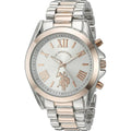 U.S. Polo Assn. Women'S Two-Tone Analog Watch – Silver Dial With Rose Gold Accents, 41Mm Metal Case, And Alloy Link Bracelet – Elegant Quartz Timepiece For Everyday Style