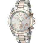 U.S. Polo Assn. Women'S Two-Tone Analog Watch – Silver Dial With Rose Gold Accents, 41Mm Metal Case, And Alloy Link Bracelet – Elegant Quartz Timepiece For Everyday Style