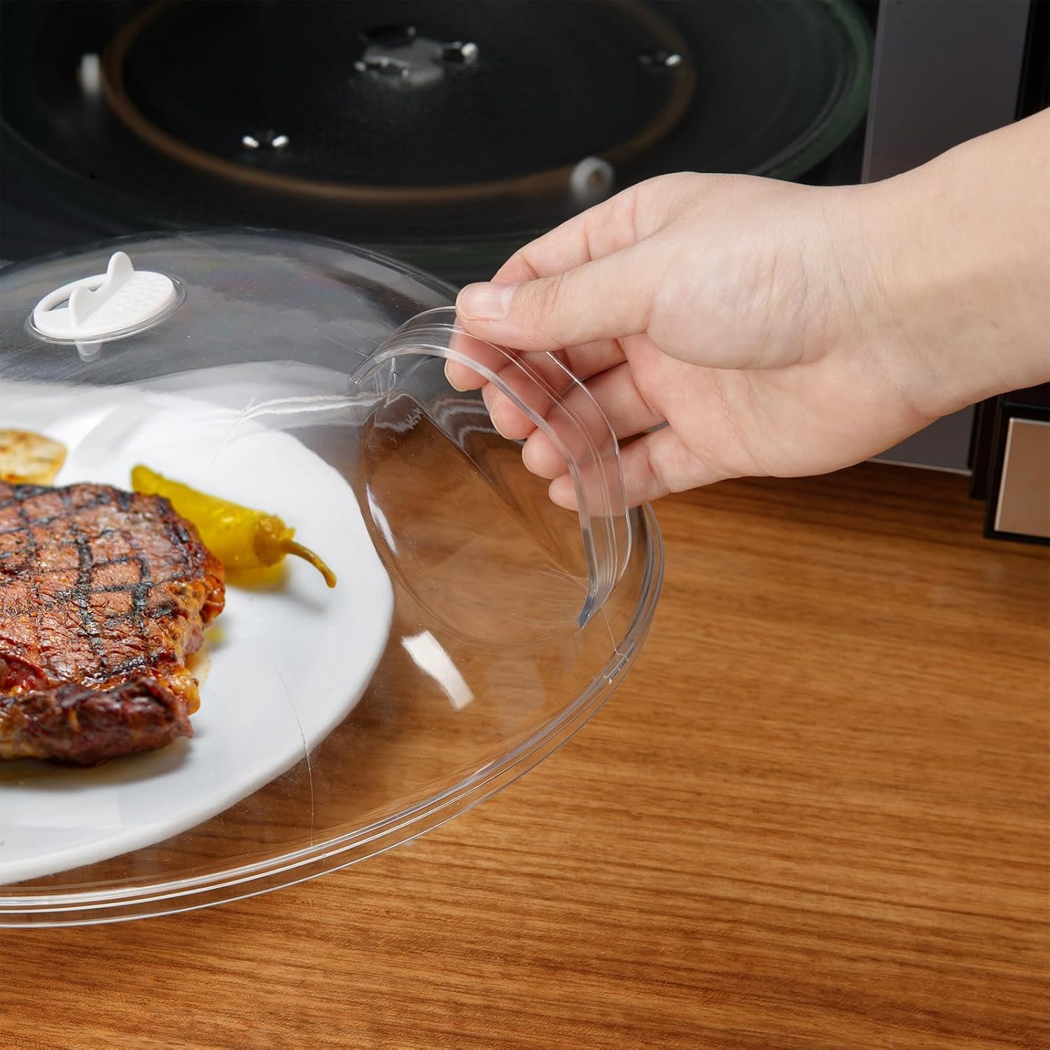 Microwave Splatter Cover for Food,Clear Microwave Splash Guard Cooker lid with Handle,Dish bowl Plate Serving Cover Home Kitchen Essential,BPA-Free,Saft Plastic