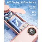 Sweetfull Portable Handheld Mini Fan With Led Display, 3-In-1 Personal Foldable Usb Rechargeable Hand Held Fan & Flashlight For Travel, Lash Eyelash, Cute Small Pocket For Women, Girls