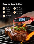Instant Read Meat Thermometer Digital With Dual Probe, Food Thermometer For Cooking & Grilling, Large Backlit & Calibration, For Kitchen/Oven/Grill/Smoker/Bbq/Candy/Oil Fry, Gifts For Men & Dad