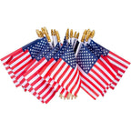 Hoosun 12 Pcs Small American Flags On Stick,4Th Of July Decorations Small Usa Flag On Stick,Mini 4''X6'' American Flags For Outside,Fourth Of July Flag For Yard Lawn,Patriotic Memorial Day Decorations