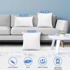 EIUE Throw Pillow Inserts, Machine Washable Pillows,Premium Polyester Fiber Fill for Sofa Bed & Decorative Cushions (White, 18x18inch)