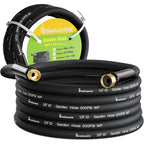 Garden Hose 50 Ft X 5/8 In Heavy Duty Water Hose, Flexible And Durable, Lightweight Rubber Hybrid Hose, Leak-Free Connections, Male To Female 3/4'' Brass Fittings For Patio, Lawn, Black