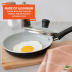 IMUSA 6.3” Gray Speckled Ceramic Mini Fry Pan with Glass Lid – PFAS Free Nonstick Small Skillet for Eggs, Mini Omelets, Crepes & Single Servings, Matte Black Exterior
