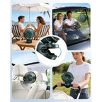 Camping Fan With Remote Control - 12000Mah Rechargeable Battery Powered Fan, Camping Fans For Tents With Led Light & Hanging Hook, Rechargeable Battery Operated Ceiling Fans For Tent Rv Bed, Green