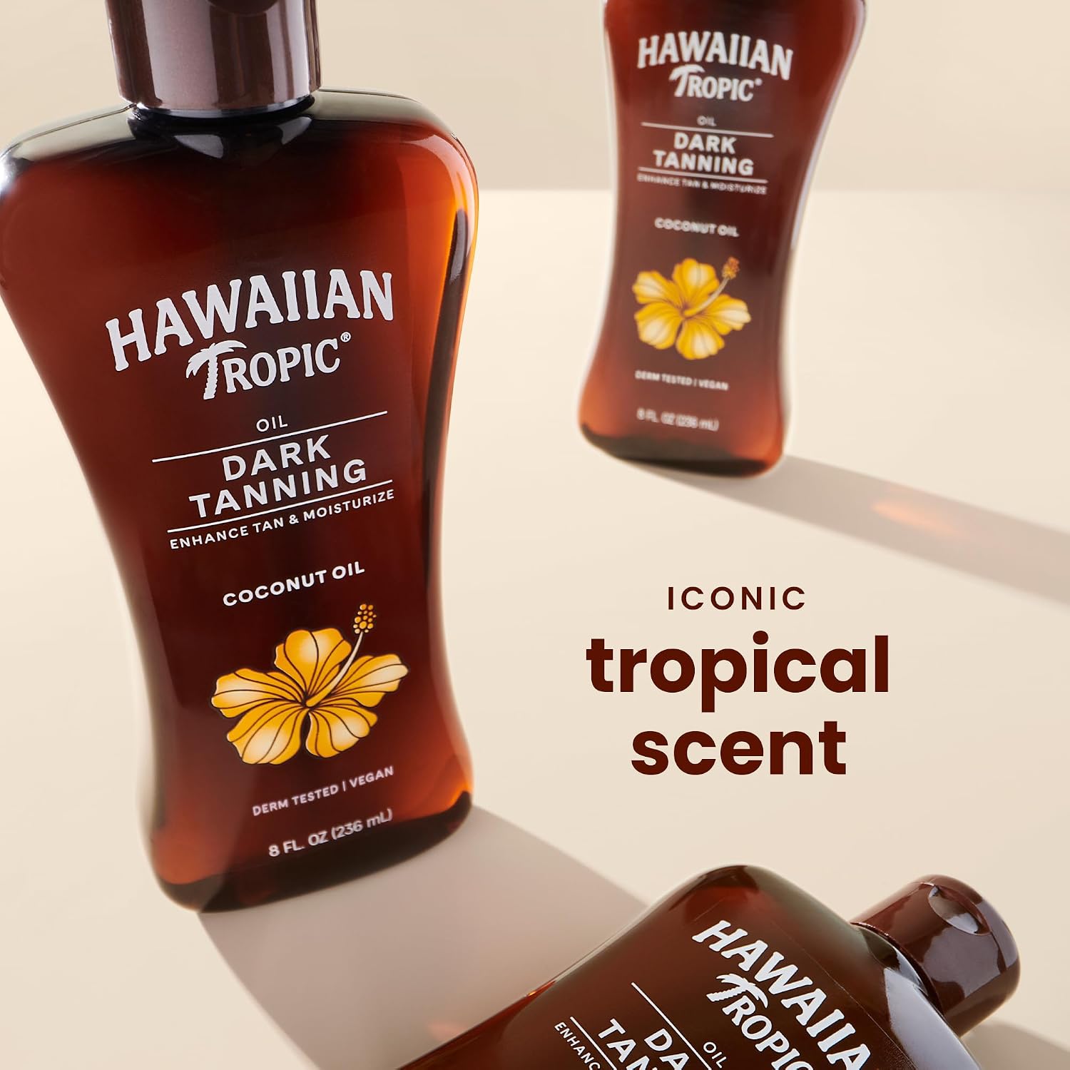 Hawaiian Tropic Dark Tanning Oil, 8 Fl Oz | Moisturizing Body Oil With Cocoa Butter, Tan Enhancer, 8 Fl Oz Each Twin Pack