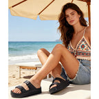 Shevalues Women’S Platform Sandals With Arch Support, Lightweight Cloud Slides With Adjustable Double Buckle, Comfortable Eva Recovery Sandals For Summer Beach