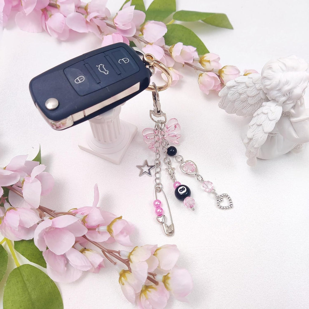 cioatu Y2K Aesthetic Keychains for Women Cute Flowers Star Cake Jellyfish Keychins Charms Kawaii Bag Purse Decor