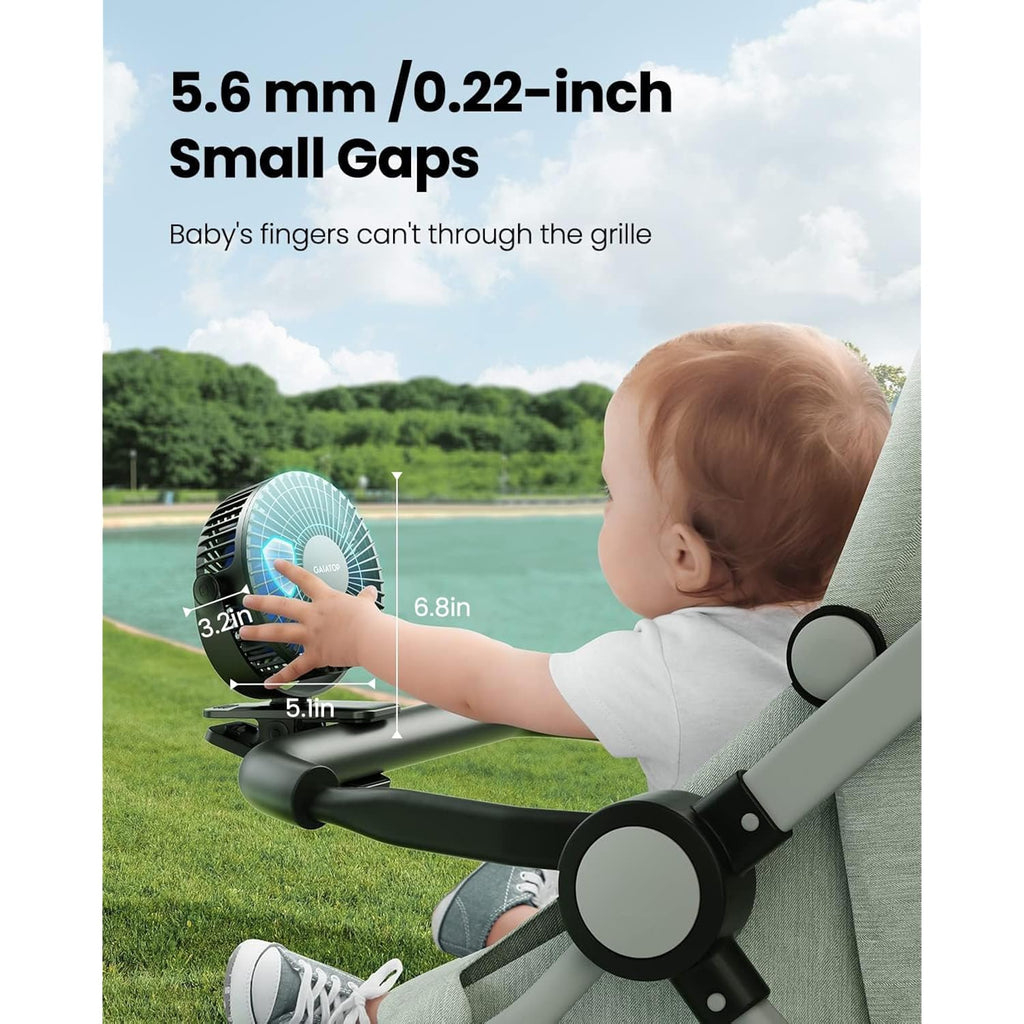 Gaiatop Portable Clip On Fan, Mini Personal Rechargeable Fan Black Blue | Battery Operated, Small 3 Speed Quiet 360° Rotate, Cooling For Desk Table Home Office Stroller Camping Women Gifts