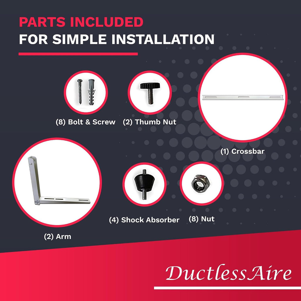 Outdoor Wall Bracket - Mini Split Mounting Bracket - Ductless Air Conditioner Wall Mount - Mini Split Ac/Heating System Accessories For Window Ac, Hvac, Heat Pump & More (9000-36000 Btu)