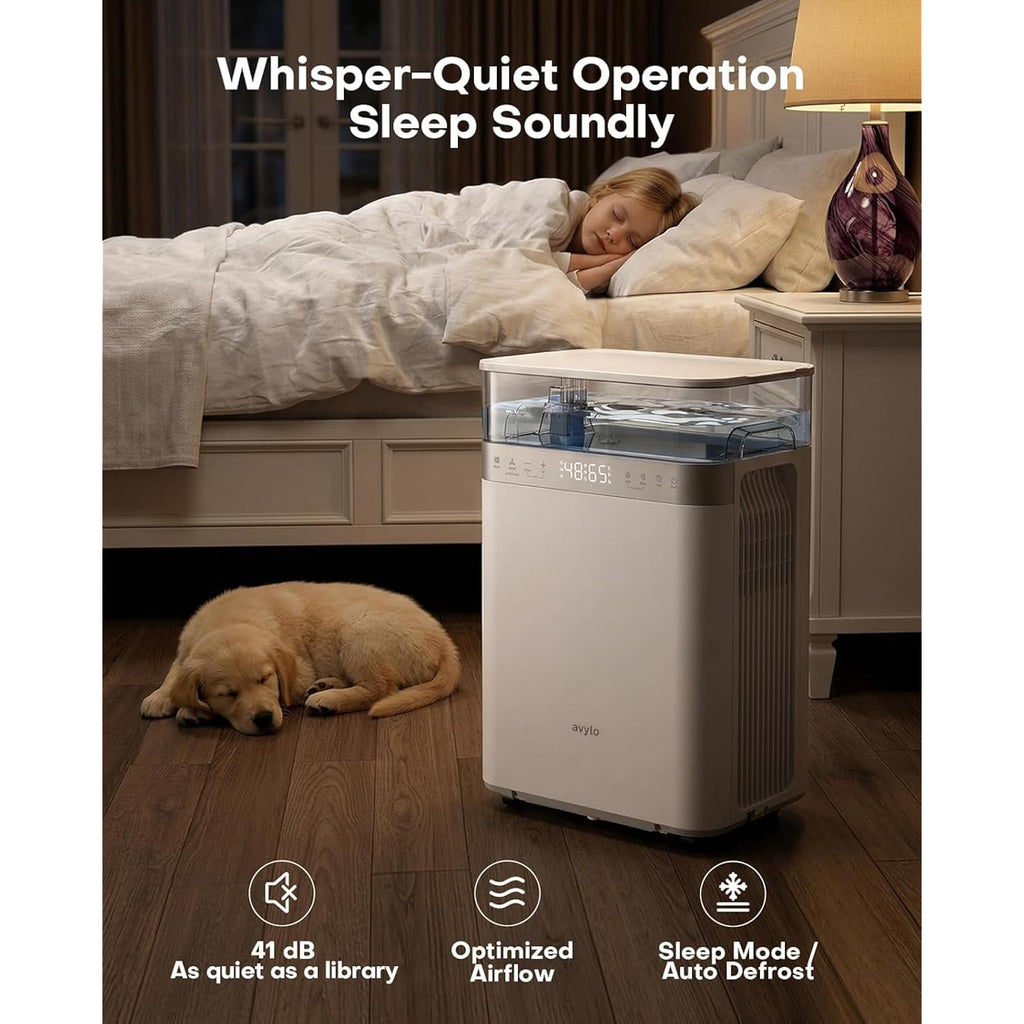 Avylo Dehumidifier For Basement With Pump And Hose, Max 90 Pints/D, White | Energy Star Most Efficient 2025,5000 Sq.Ft Dehumidifier,Top Mounted 2.11Gal Tank,3 Drainage Option,Auto Shut Off,Auto Defrost