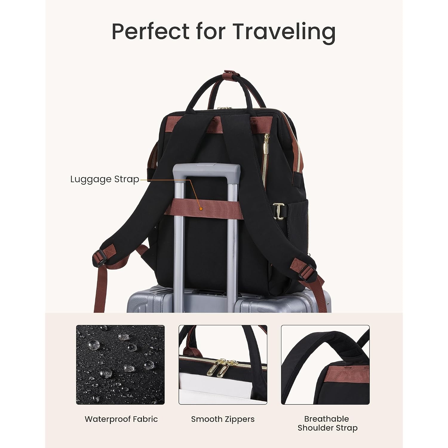 Lovevook Laptop Backpack For Women With Giant Tumbler Holder Pocket, 15.6 Inch Travel Work Backpack Purse For Nurse Teacher, Waterproof Bag College Bookbag Casual Daypack