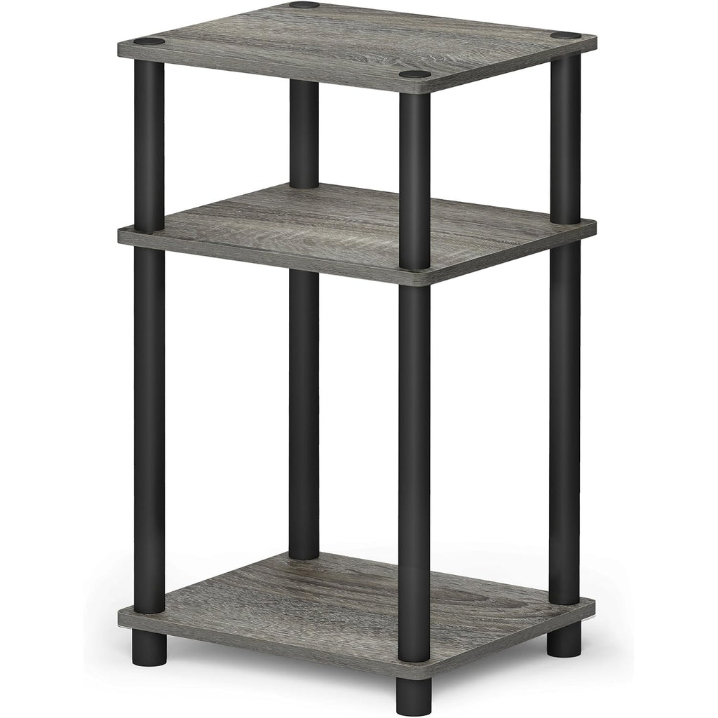 Furinno Just Side Table, 3-Tier End Table, Open Shelves Night Stand, Bedside Table, Toolless Assembly, For Living Room, Bedroom, Bathroom, French Oak
