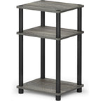 Furinno Just Side Table, 3-Tier End Table, Open Shelves Night Stand, Bedside Table, Toolless Assembly, For Living Room, Bedroom, Bathroom, French Oak