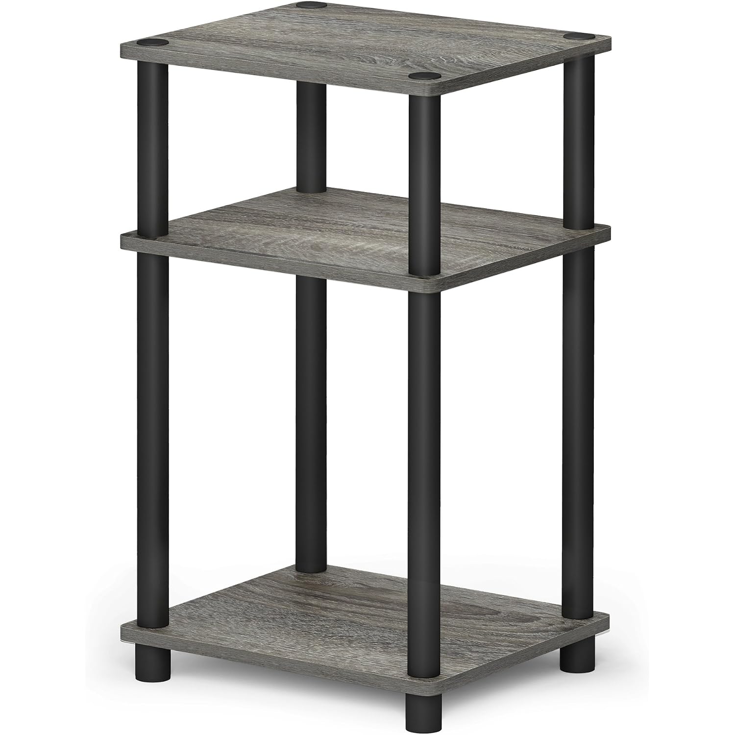 Furinno Just Side Table, 3-Tier End Table, Open Shelves Night Stand, Bedside Table, Toolless Assembly, For Living Room, Bedroom, Bathroom, French Oak