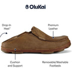 Olukai Moloa Men'S Premium Leather Shoes, Easy Slip On & Off Design, Casual & Versatile Loafer, Drop-In Heel & Enhanced Traction
