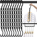 Space Saving Hangers 10 Pack, Heavy Duty Magic Cascading Hanger Organizer With 5 Enclosed Anti-Slip Holes, Closet Organizers And Storage For Clothes, College Dorm Room Essentials, Black