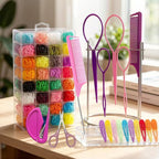 Aigee Small Hair Rubber Bands, 2000 Pcs In 32 Colors With 18 Styling Tools,Including Rat Tail Comb, Topsy Tail Tools, Snap Clips, And Elastic Cutter, Mini Elastic Hair Ties For Baby,Toddlers, Kids