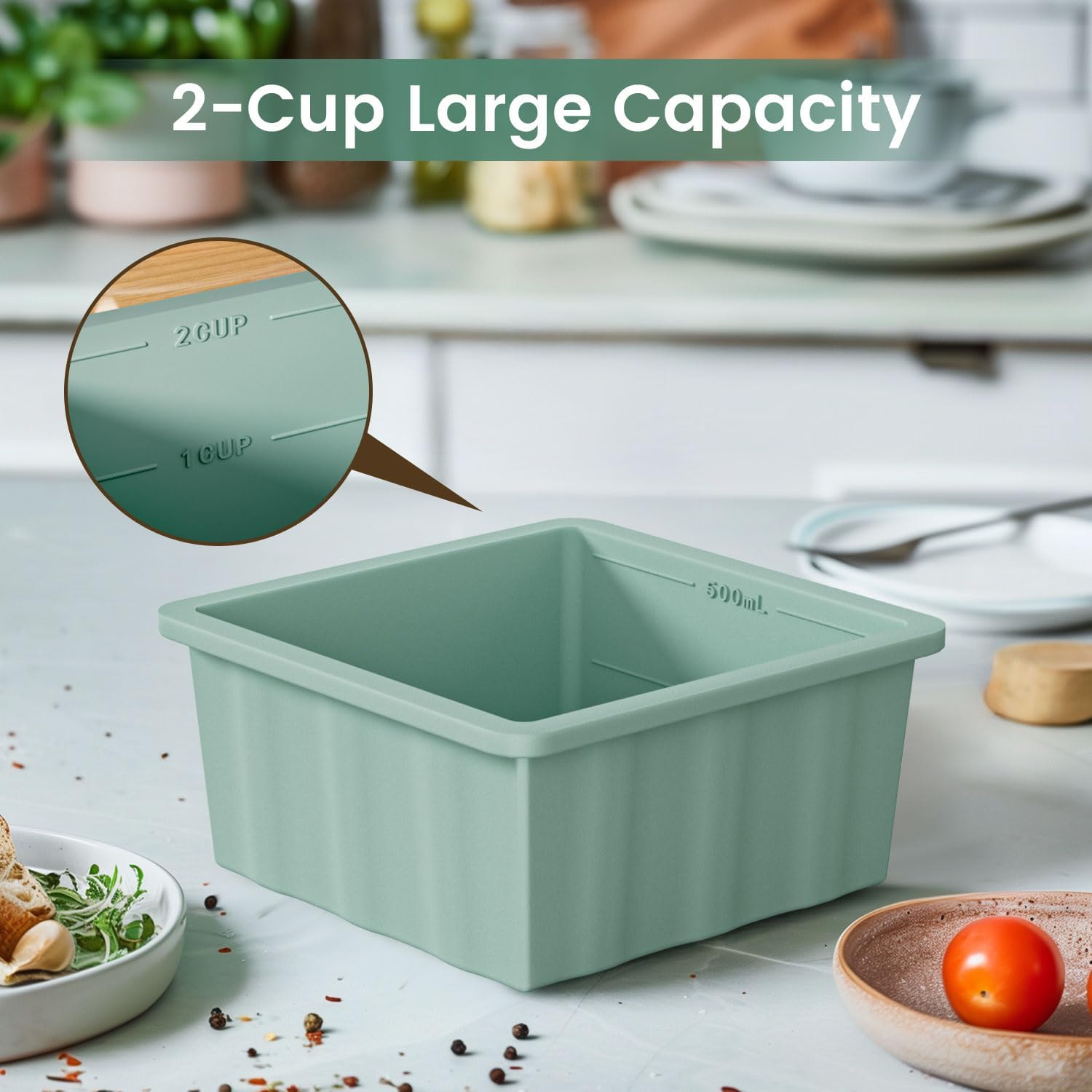 Silicone Freezer Tray For Soup Ice Cubes: 2-Cup Freezing Trays With Lid For Meal Prep - 4Pack Silicon Soup Portion Freeze Tray Make Stock Souped Ice Cube