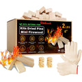 Mini Firewood 4" Kiln Dried Fire Pit Wood For Solo Stove Accessories, Camp Stoves, Tabletop Pits, Bbq Grills & Pizza Ovens 2 Lb Box With Fire Starters & Handling Gloves