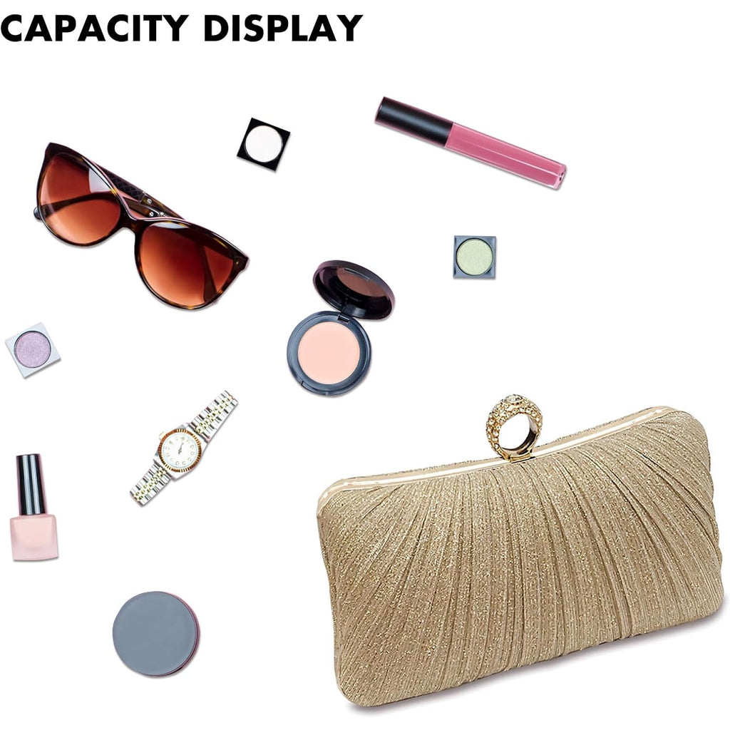 Clutch Purse for Women, Evening Bag with Removable Chain Strap Elegant Handbag for Wedding/Prom/Cocktail/Party