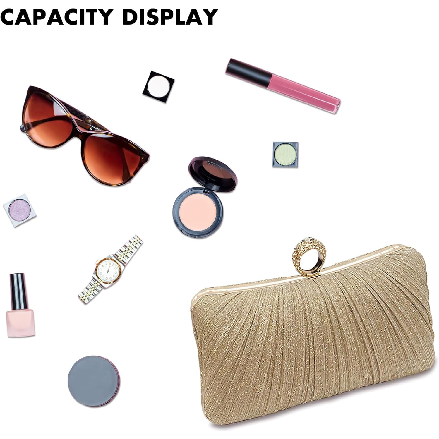 Clutch Purse for Women, Evening Bag with Removable Chain Strap Elegant Handbag for Wedding/Prom/Cocktail/Party