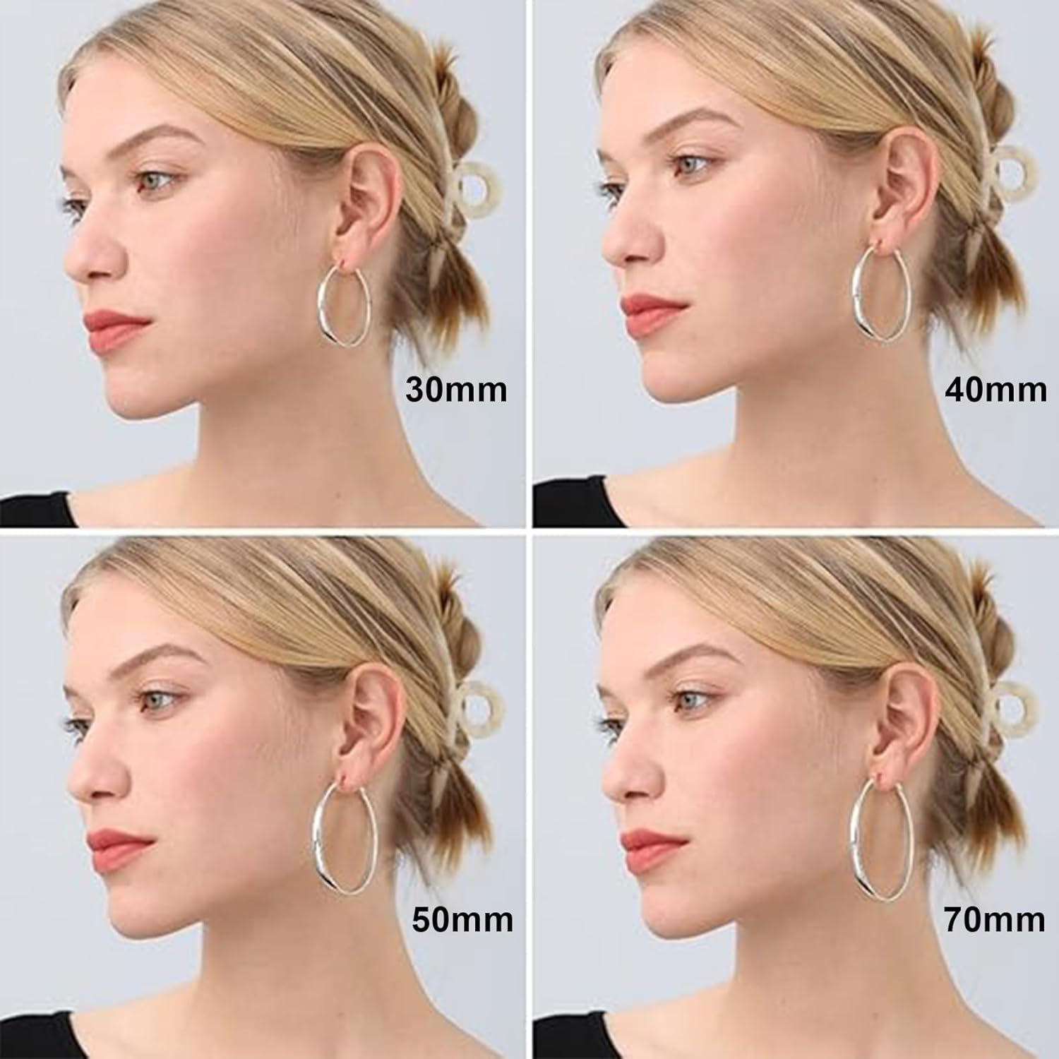 PABBEU Sterling Silver Hoop Earrings for Women - Large Hypoallergenic Thin Oversize Big Hoops - S925 Hypoallergenic
