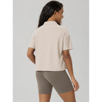 Women's Performance Short Sleeve Polo Shirts - Ultra Soft odSTRATUM Tech Tee UPF 50+ Relaxed Crop Top