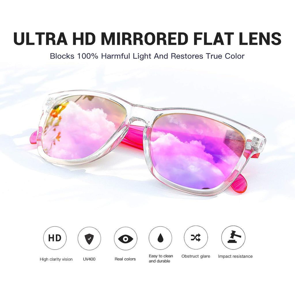 COLOSSEIN Sunglasses Womens,Classic Square Frame UV400 Mirrored Lens,Sunglasses Fit For Beach,Vacation,Driving