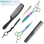Hair Cutting Scissors Kit, Professional Barber Scissors Hairdressing Shears Set With Stainless Steel Hair Scissor Thinning Scissor For Men Women Pet 10 Pcs Rainbow