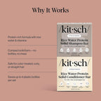 Kitsch Rice Water Shampoo & Conditioner Set – Solid Shampoo & Conditioner Bar With Protein For Hair Growth, Strengthening Hair & Damage Repair – Paraben, Sulfate & Silicone Free – 2 Pack